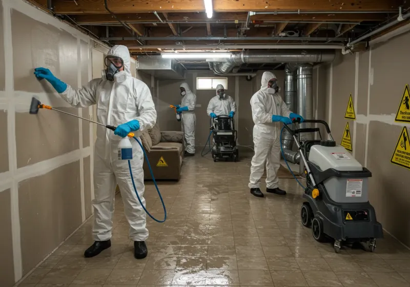 Basement Moisture Removal and Structural Drying process in Posey County, IN